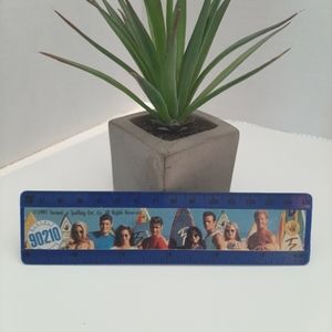 Vintage Beverly Hills 90210 Beach Club Cast Photo Blue Plastic 6 Inch Ruler